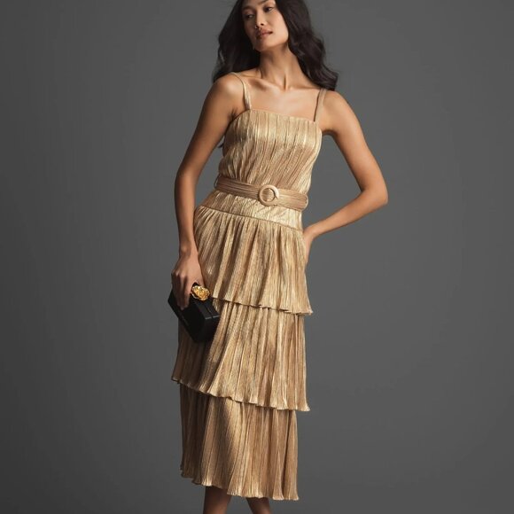 Mac Duggal 27062 Tea-Length Metallic Party Dress NWT size 6 - Picture 1 of 4